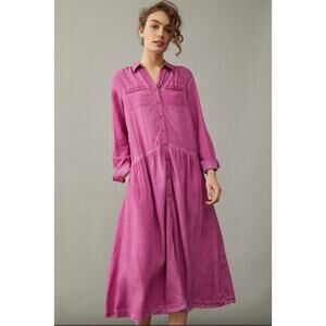 Anthropologie Pilcro Kimberly Bohemian Oversized Loose Flowy Maxi Shirtdress XS